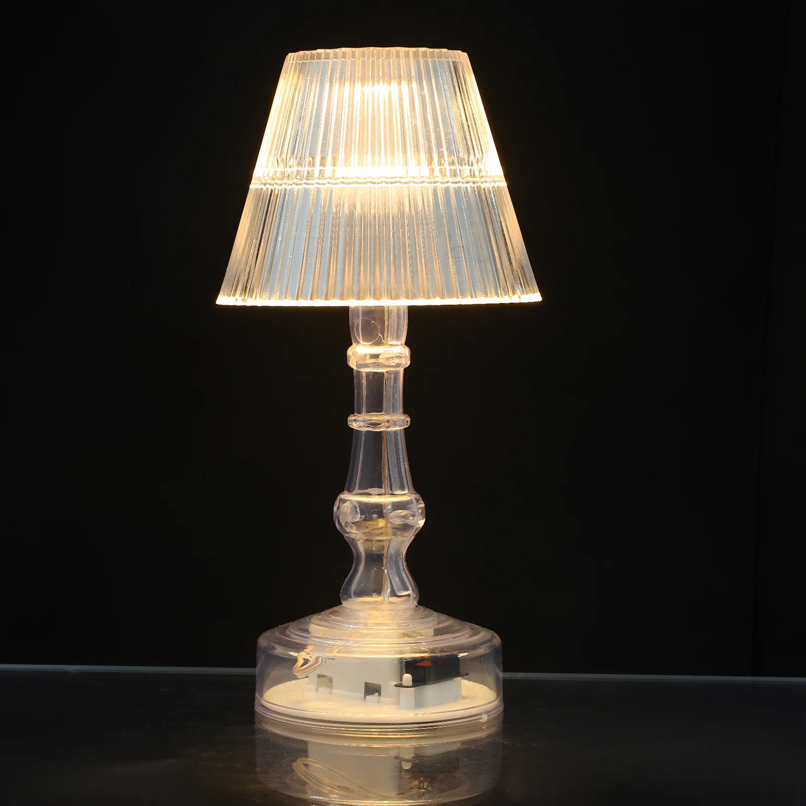 2 قطعة Led ضوء الليل واضح مطوي الجدول مصباح لغرفة النوم المحمولة السرير مكتب الخفيفة-مصباح جو شفاف خمر