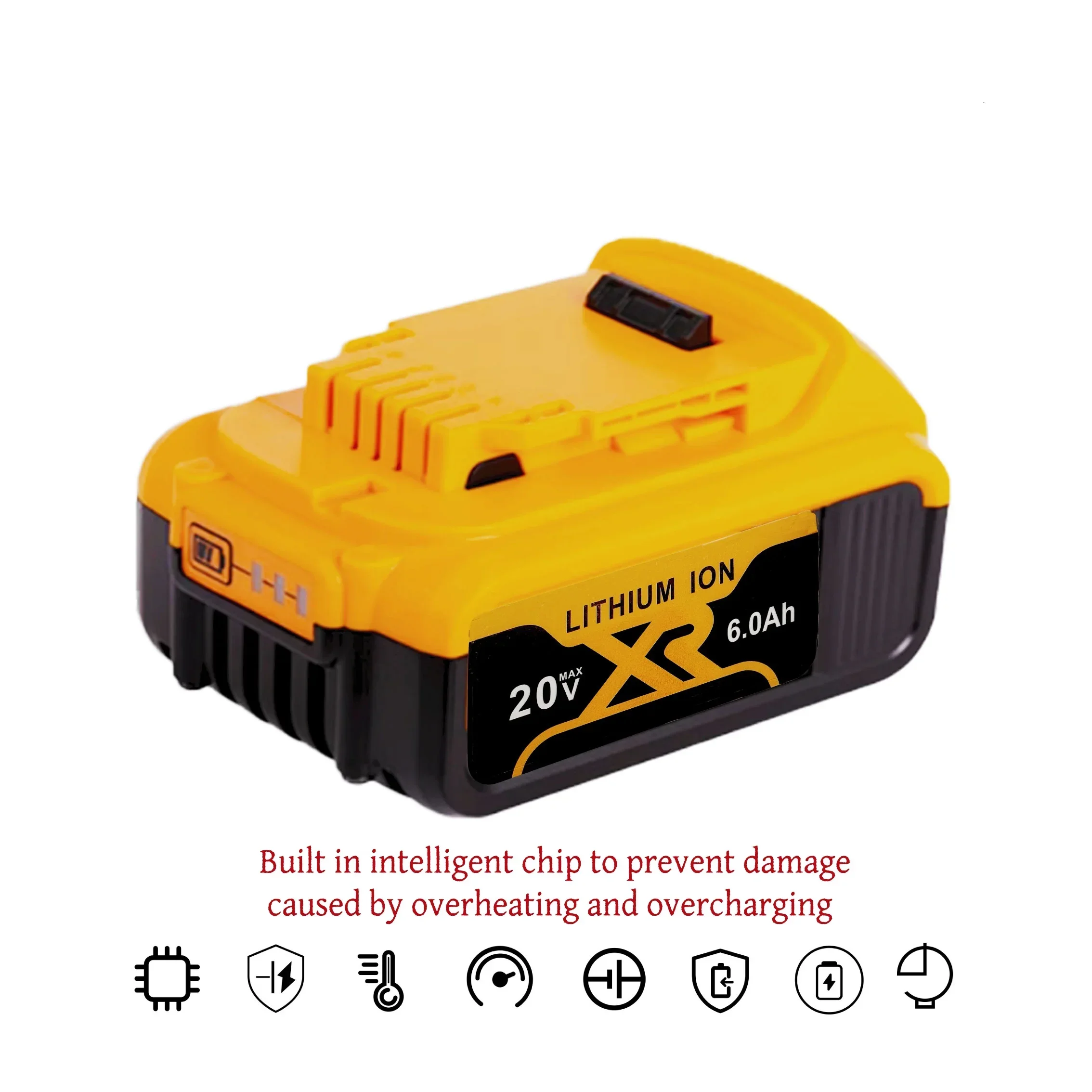 New Dewalt 20V 6.0Ah high-capacity tool battery, suitable for DCB200 DCB115 DCB118 18V/20V universal replacement battery