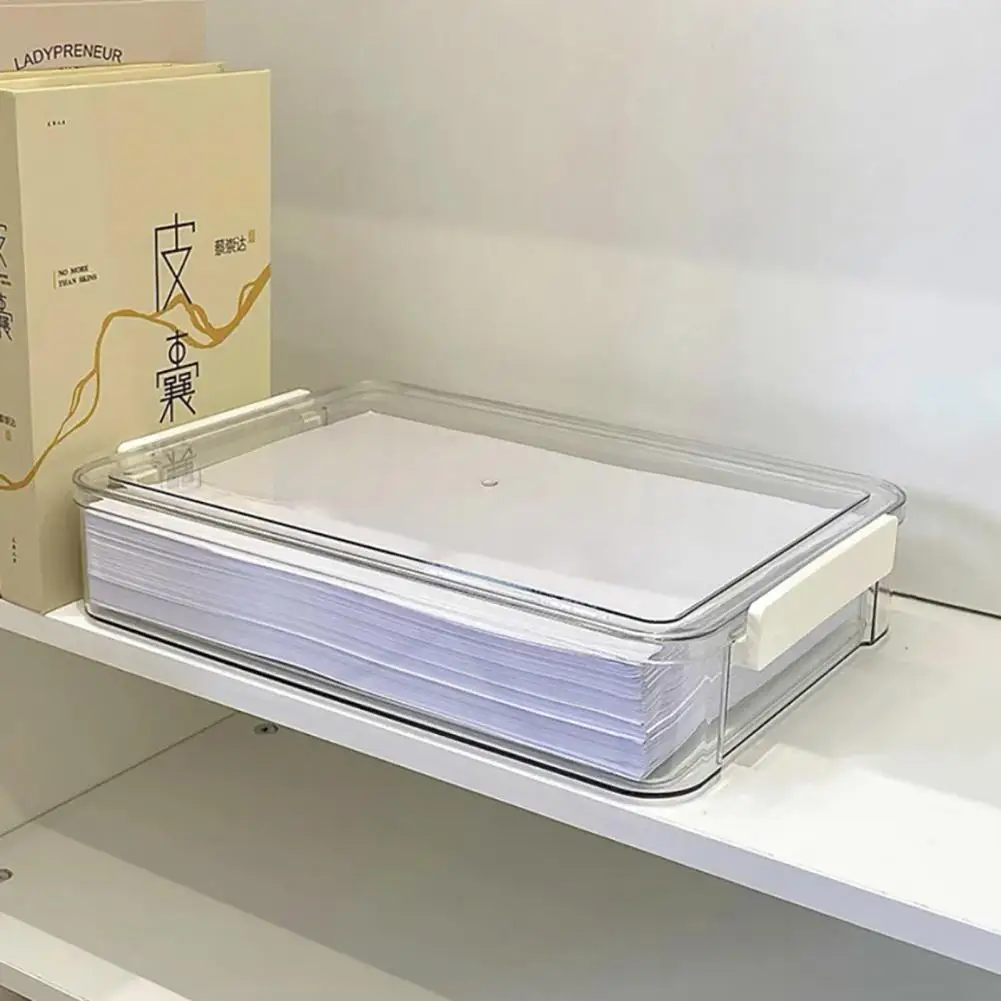 Desk Organization Box Capacity Stackable Transparent File Storage Box Organizer for Documents Plastic Snap-on Design for Easy