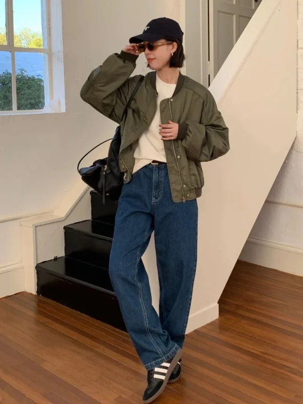 

Женские джинсы Bebe's Retro American Style с высокой талией, хлопковые, повседневные, прямого кроя, свободные, универсальные, весна-лето