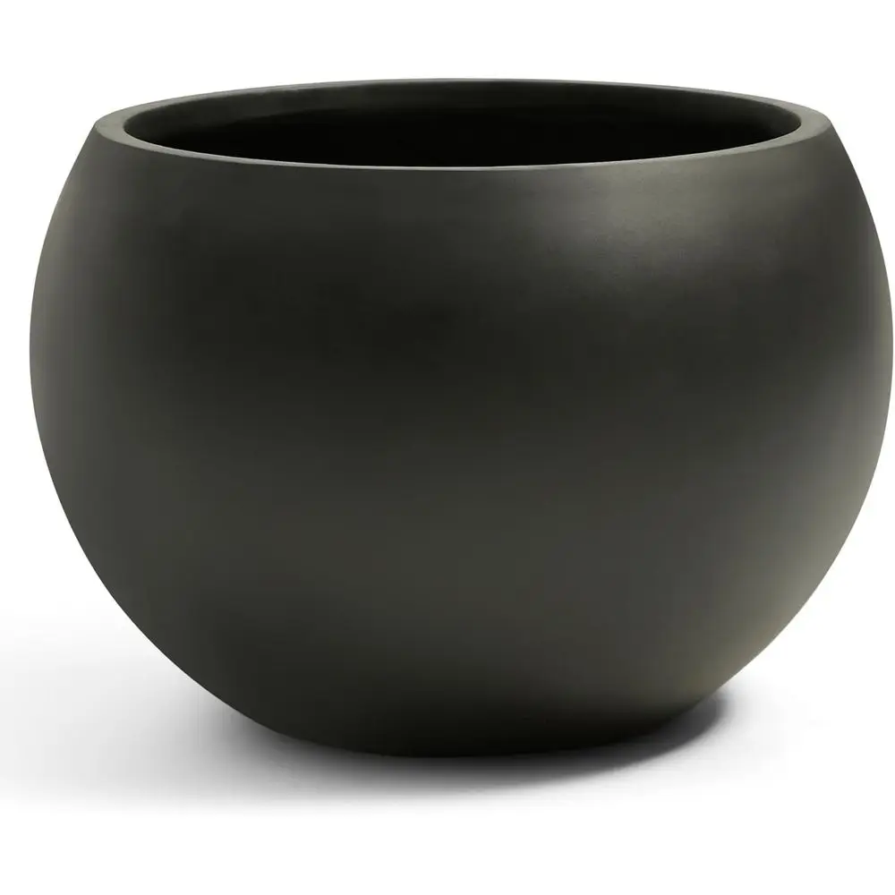 

Large Spherical Black Planter with Drainage, 16.6 Opening x 14.8 High, Suitable for Indoor and Outdoor Use