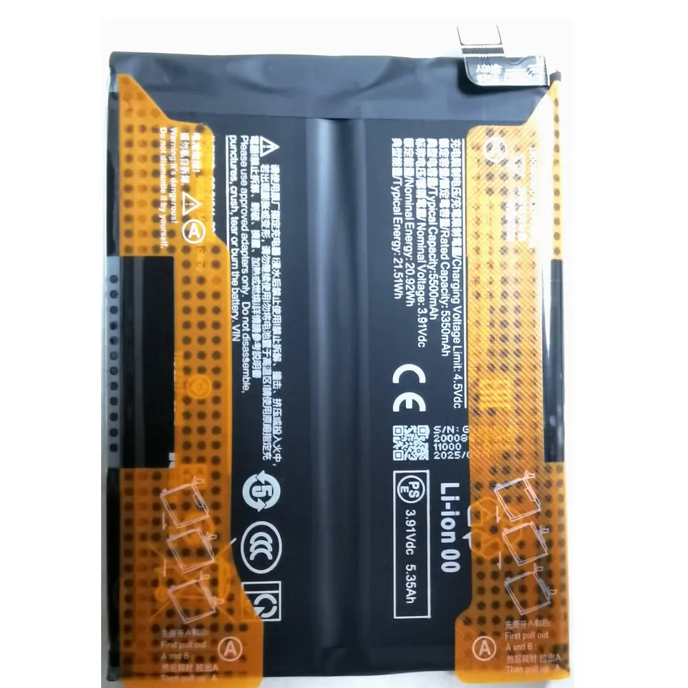 

New 3.91V 21.51Wh BN5Y High Capacity Battery For Redmi Note 14 Pro 4G Mobile Phone