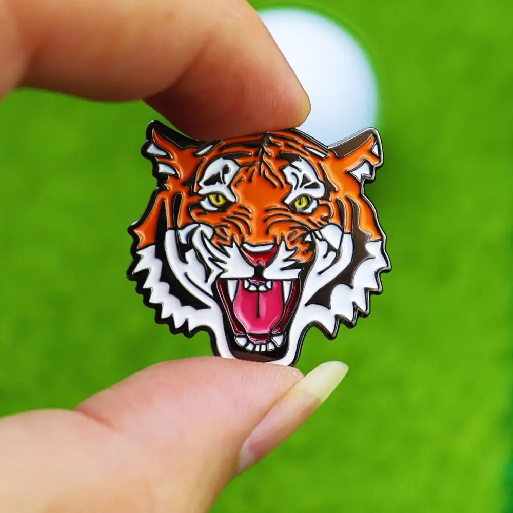 Golf Training Tiger Golf Ball Marker Hat Clip Alloy Removable Magnetic Hat Clip Portable Lightweight Golf Ball Marker Golf Belt