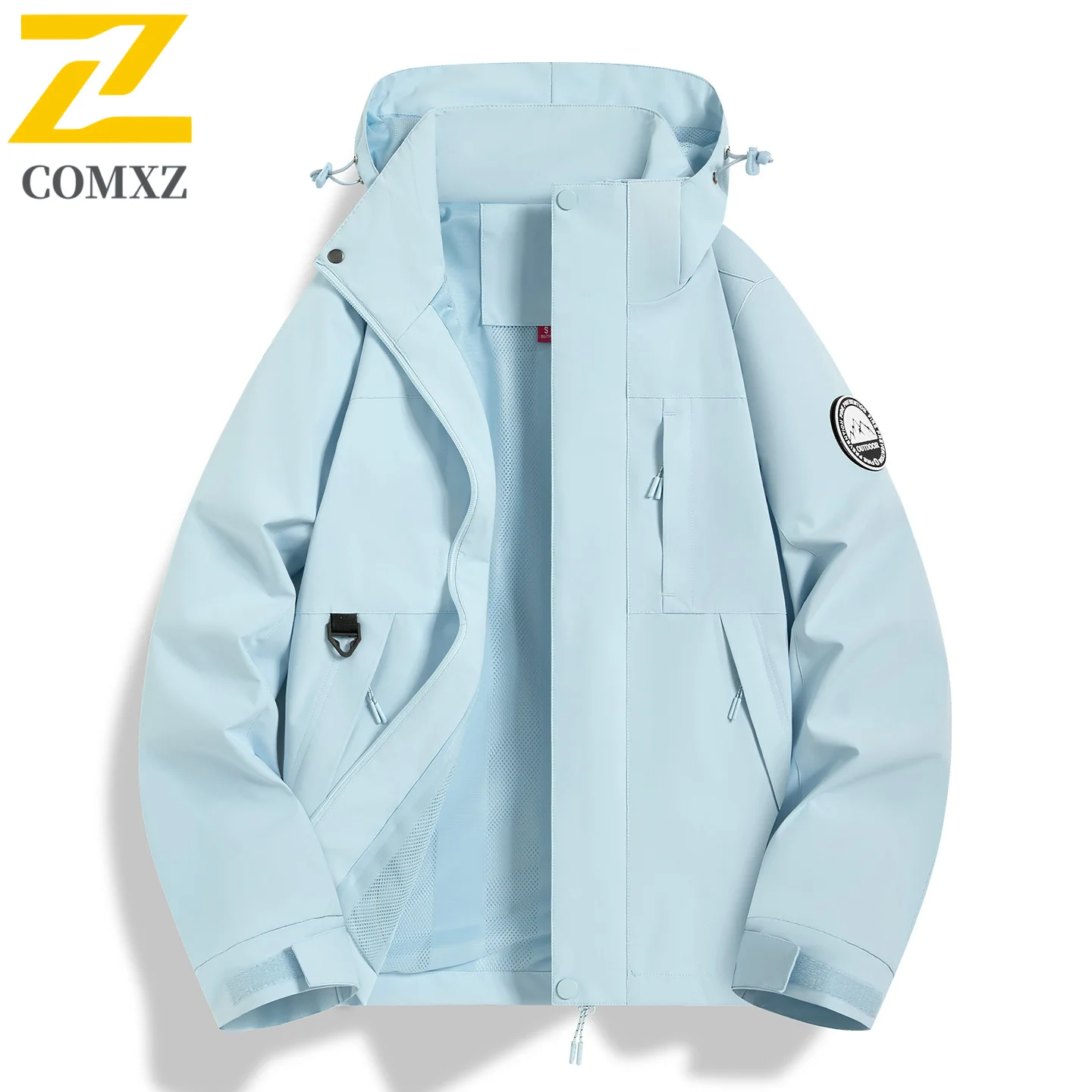 Outdoor Work Rainproof Jacket Men's Camping Adventure Waterproof Windproof Hooded Windbreaker 2025 Autumn Women Sports Outerwear