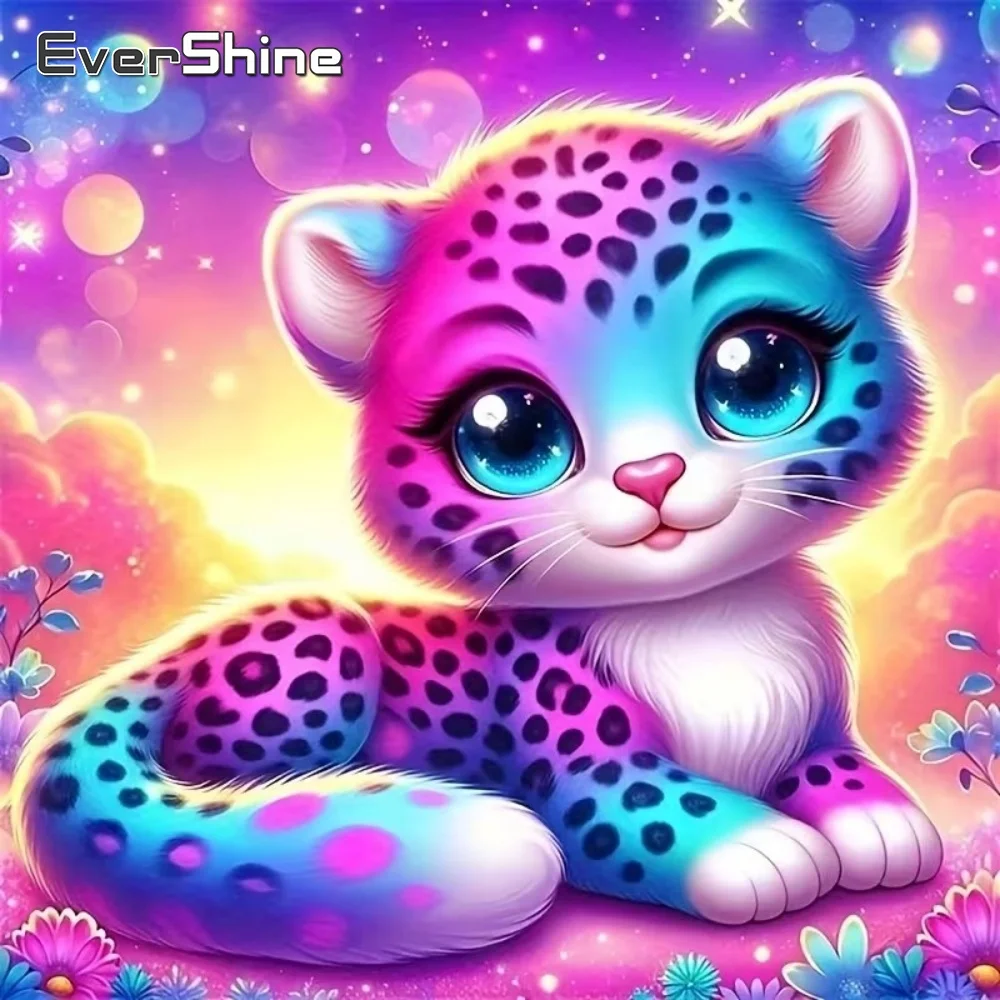 EverShine Diamant-Mosaik Leoparden-Tier Bastelset Stickerei Cartoon-Bild Strass DIY Diamantmalerei Urlaubsgeschenke