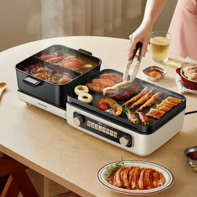 DKL-E22W1 اليوسفي بطة قابلة للطي الشواية شابو وعاء متكامل الشواء إناء/ قدر المنزلية الكهربائية الشواء وعاء متعدد الوظائف