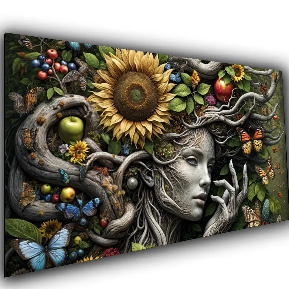 

5D Diy Sunflower Tree Goddess Diamond Painting New 2025 Mystical Fantasy Lady Full Mosaic Diamond Embroidery Home Decor Gift