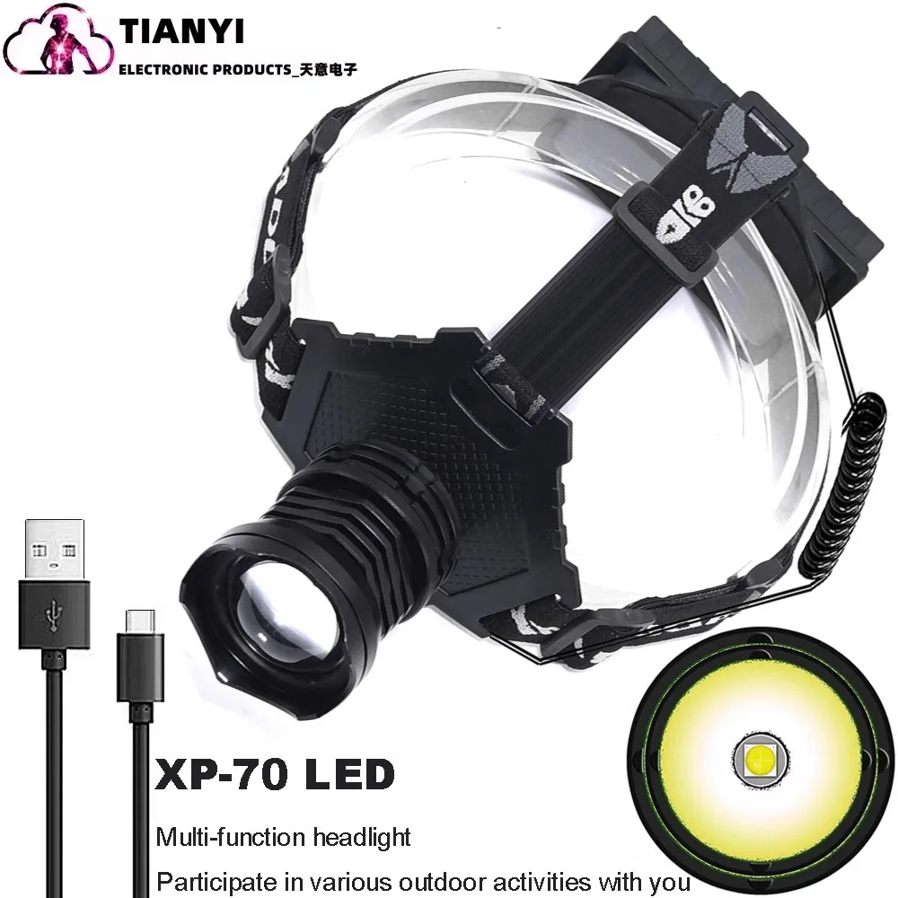 Aluminum XHP70 Headlight USB charging support output outdoor strong head light telescopic zoom P70 headlight