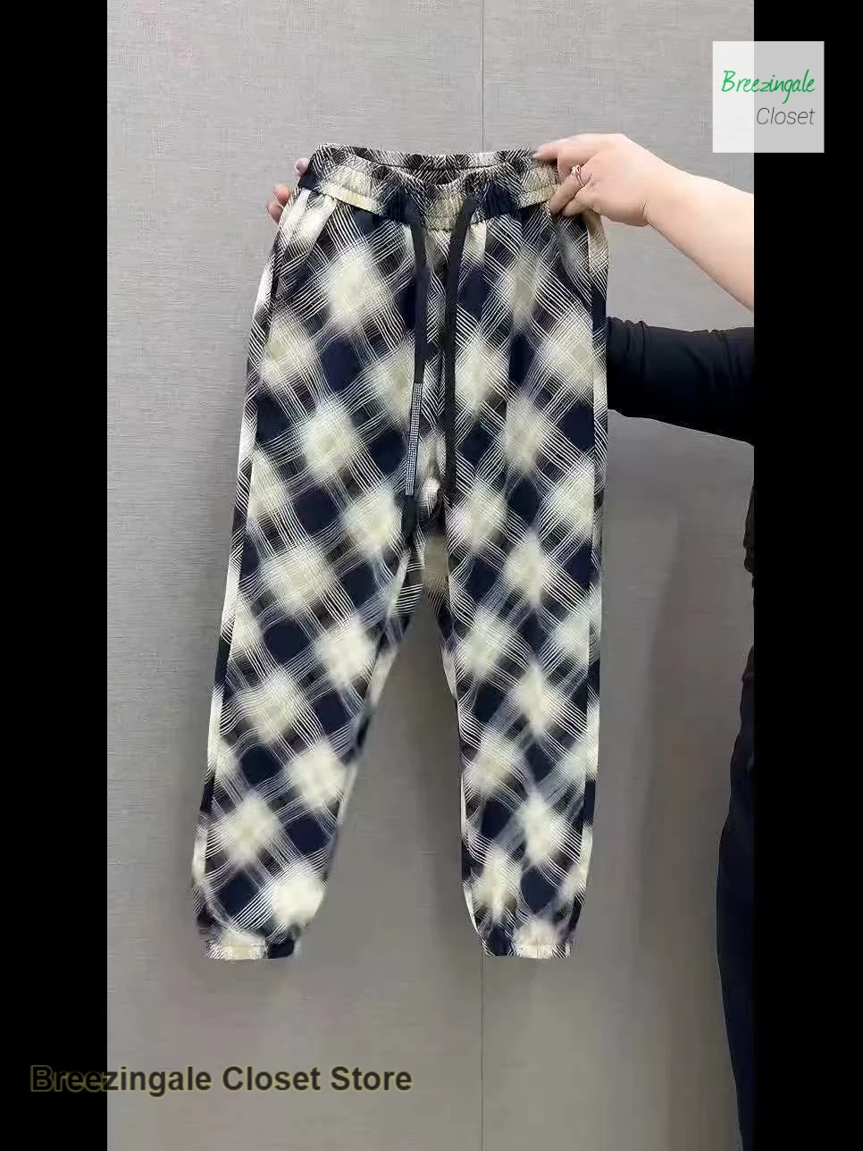 French ice silk cool pants women's summer thin high waist new plus size mm loose meat-covered casual nine-point sweatpants