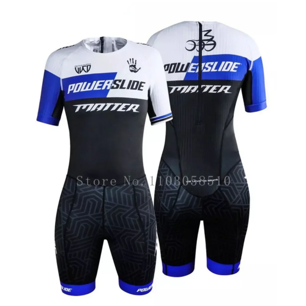 

Powerslide Skating Triathlon Skinsuit Speed Inline Roller Skate Skinsuit Fast Skating Racing Suit Long Sleeve Cycling Jumpsuit