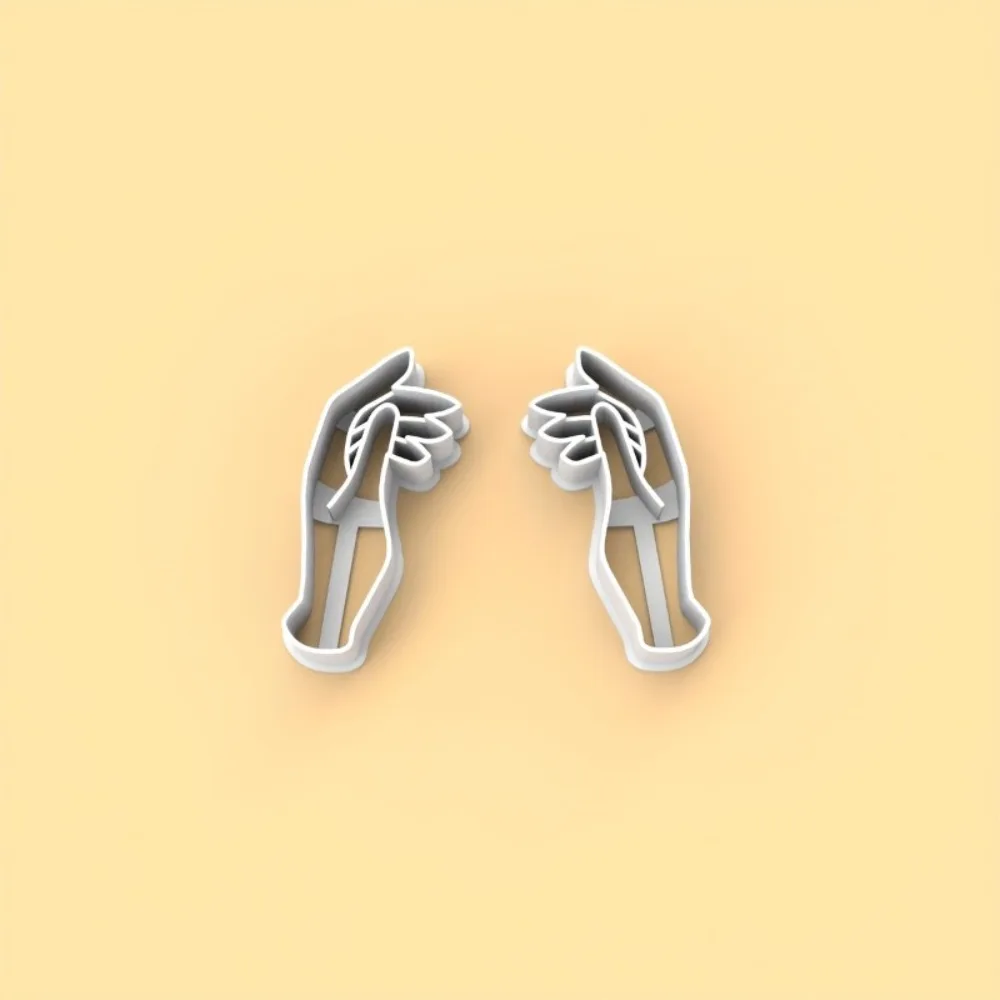 2Pcs Boho Style Elegant Gesture Hand Shape Polymer Clay Cutters Set  Hollow Mold Jewelry  Earrings & Crafts Making Tools