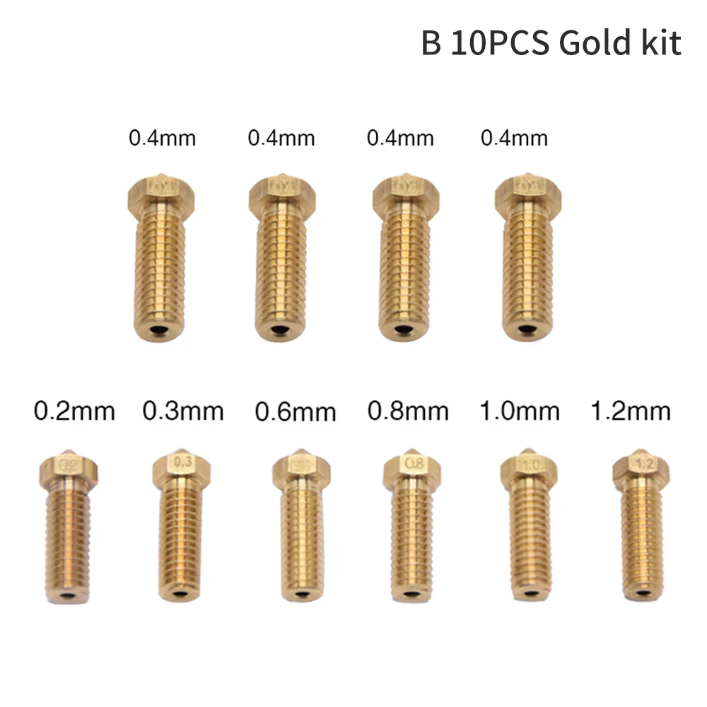 Artillery 5PCS stampante 3D ugello originale in ottone vulcano 0.2/0.3/0.4/0.5/0.6/0.8/1.0/1.2mm per Sidewinder X1 & Genius