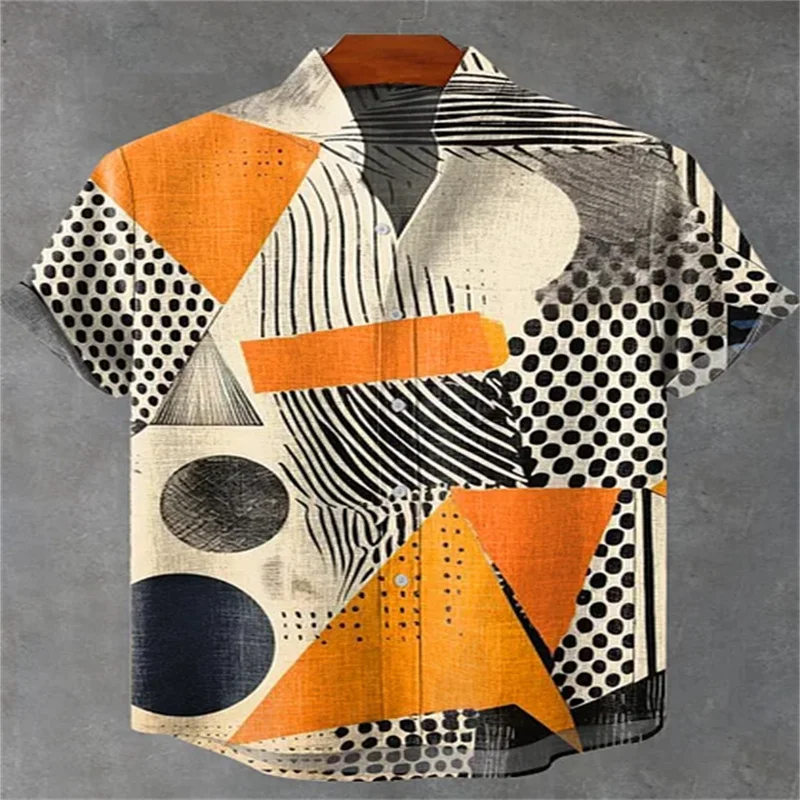 New Men's Forest Art Print Linen Comfortable Breathable Fabric Short Sleeve Shirt for Art Lovers Clothing