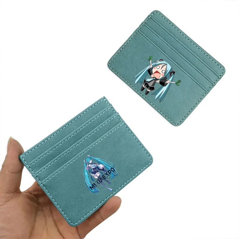 

Adult Credit Card Holder Hatsunes Miku Print Coin Purse Fashion PU Wallet Kawaii ID Card Pack Cartoon Passport Card Bag Gift