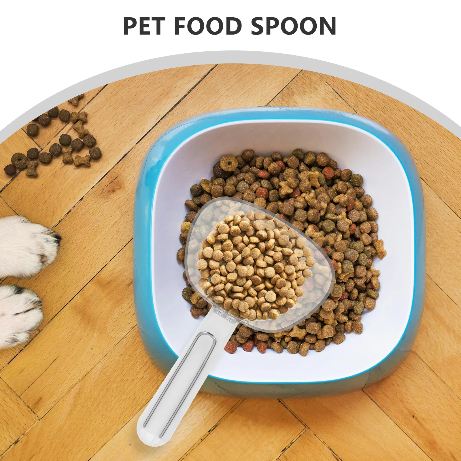 

Pet Food Scoop with Accurate Gradations Dog Cat Measuring Spoon Freshness Preserving Sealing Clip Easy Grip Reinforced Handle