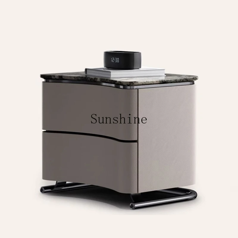 

Modern natural luxury stone design high-end home master bedroom matching light luxury bedside table