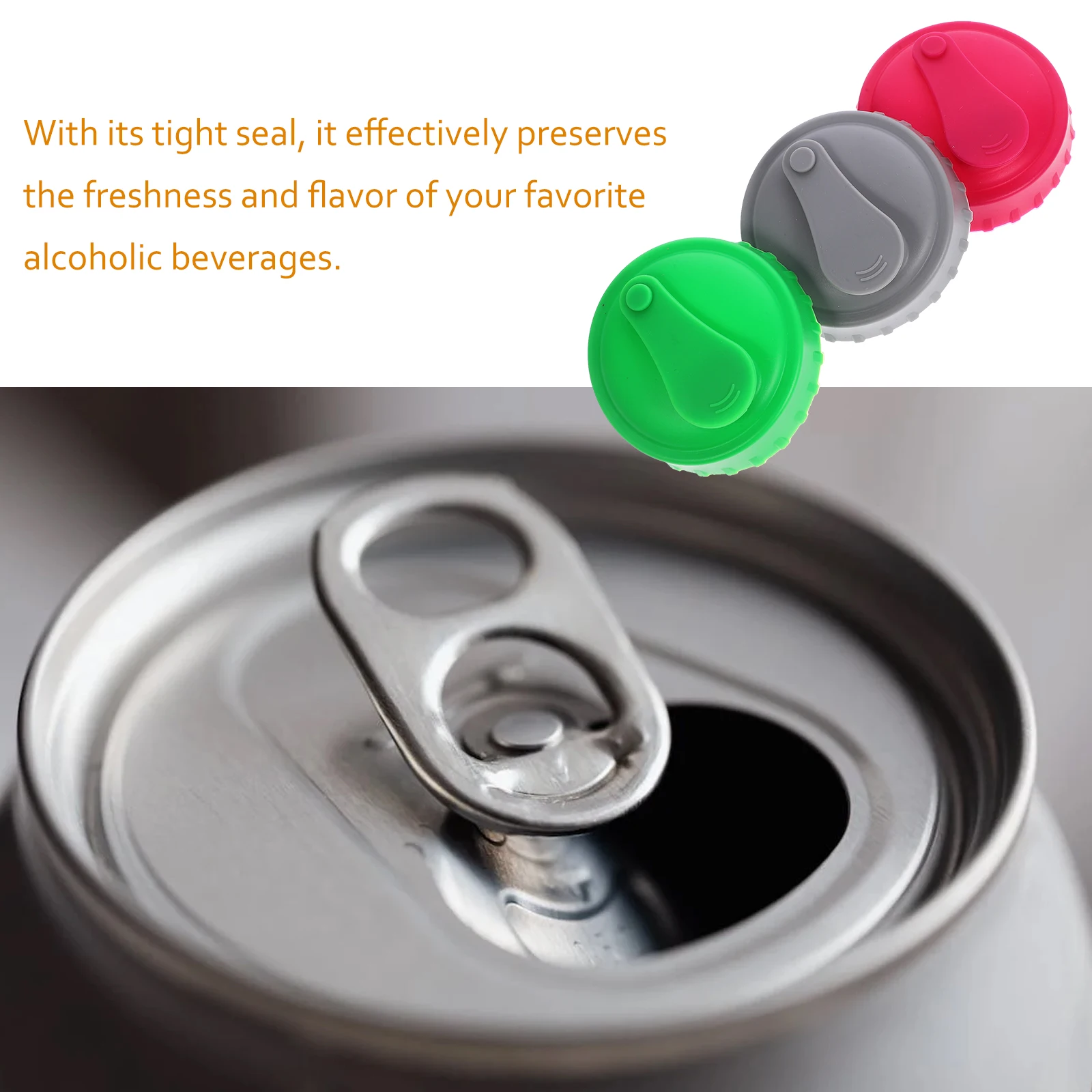 

3pcs Silicone Bottle Caps Leak-Proof Can Covers Reusable Sealing Lids For Soda Beer Drink Freshness Keeper Portable Multi-Color