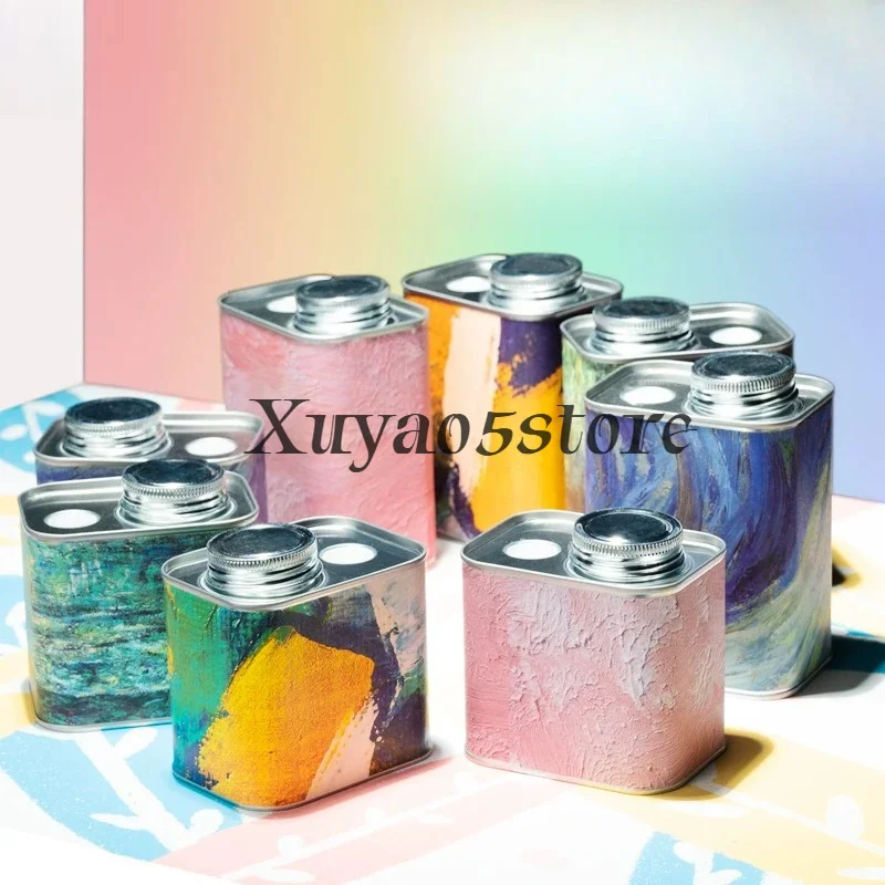 Coffee bean sealed jar, oil painting-style tinplate storage and breathing tin tin container, 200g storage jar