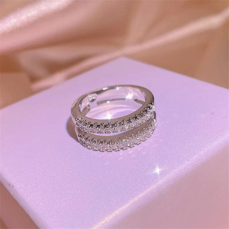 D Color VVS1 Vintage dwurzędowe pierścionki zaręczynowe Moissanite dla kobiet prawdziwe 100% 925 srebrne pierścionki pasek na biżuterię prezent — zdjęcie 6