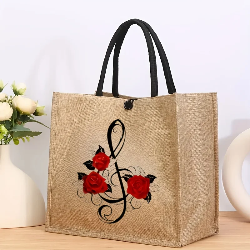Stylish Red Floral Print Handbag for Women Perfect for Shopping Casual Outings Weddings and Outdoor Camping Lightweight Tote