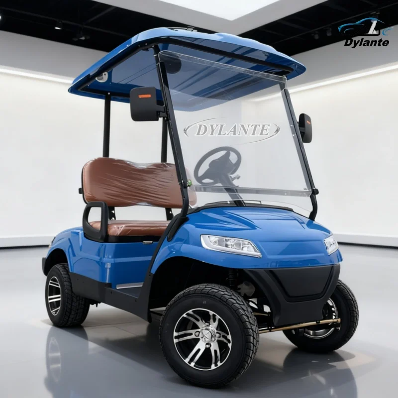 

Высококачественная двухместная электрическая тележка для гольфа, оснащенная литиевыми/свинцово-кислотными батареями 48 В/60 В, подходящая для осмотра достопримечательностей и охоты