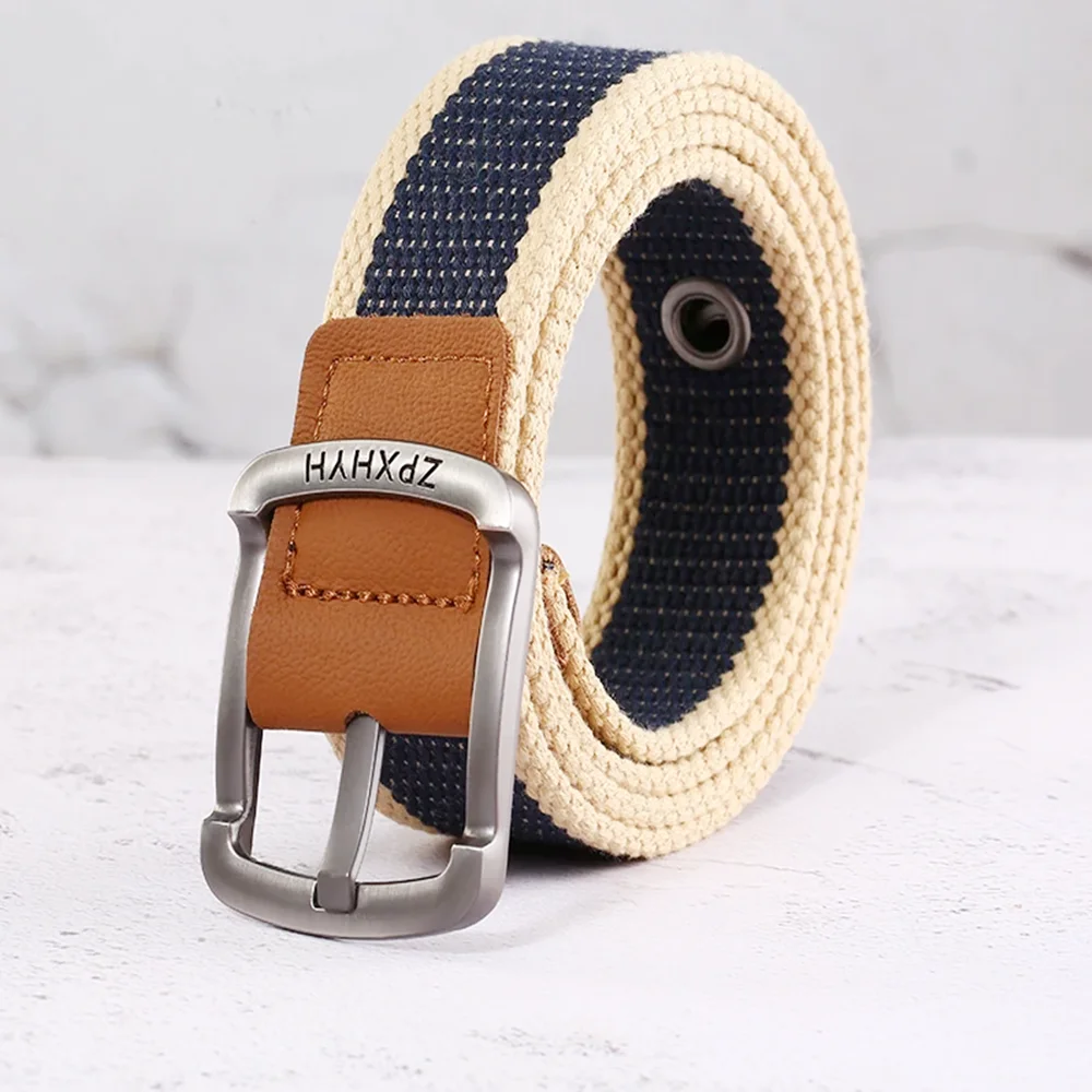 3,5 cm Neuer Stil Stiftschnalle Canvas-Gürtel Herren Damen Gewebter Gürtel Jungstudenten-Jeansgürtel für Herren Luxus-Designer-Markengürtel – Detail 5