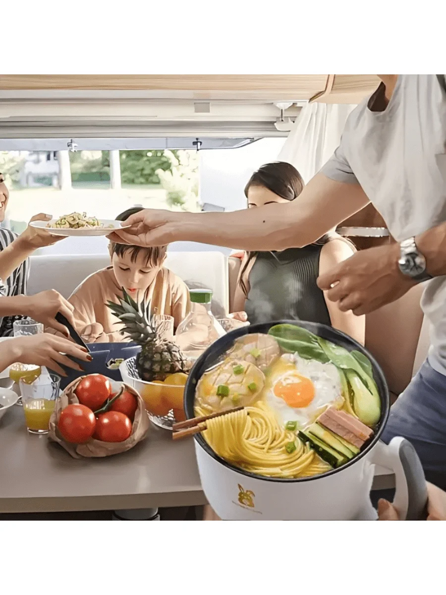 RS18Mini Multifunctional Electric Cooker for Students Dormitory Rice Cooker  Dual Heat Levels for Frying/Boiling/Stewing Easy Cl