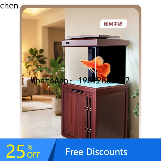 

square ultra-white glass fish tank living room office ecological bottom filter landscaping aquarium