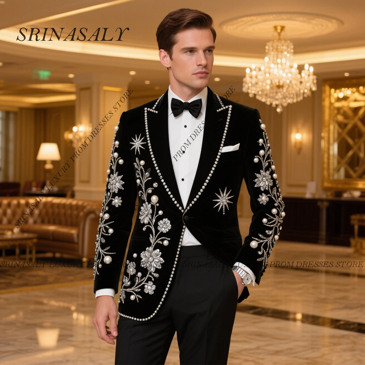 

Мужские костюмы высокого класса с кристаллами по индивидуальному заказу, смокинги для жениха с остроконечными лацканами, стразы, комплекты из 2 предметов, пиджак для выпускного вечера, костюм Homme