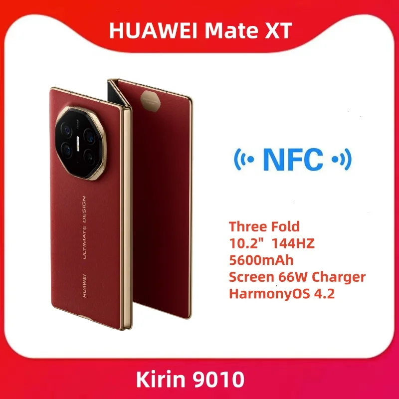 Original New HUAWEI Mate XT Ultimate Design Three Fold Mobile Phone 5600mAh 10.2" Kirin 9100 144HZ 3 Folded Screen 66W Charger