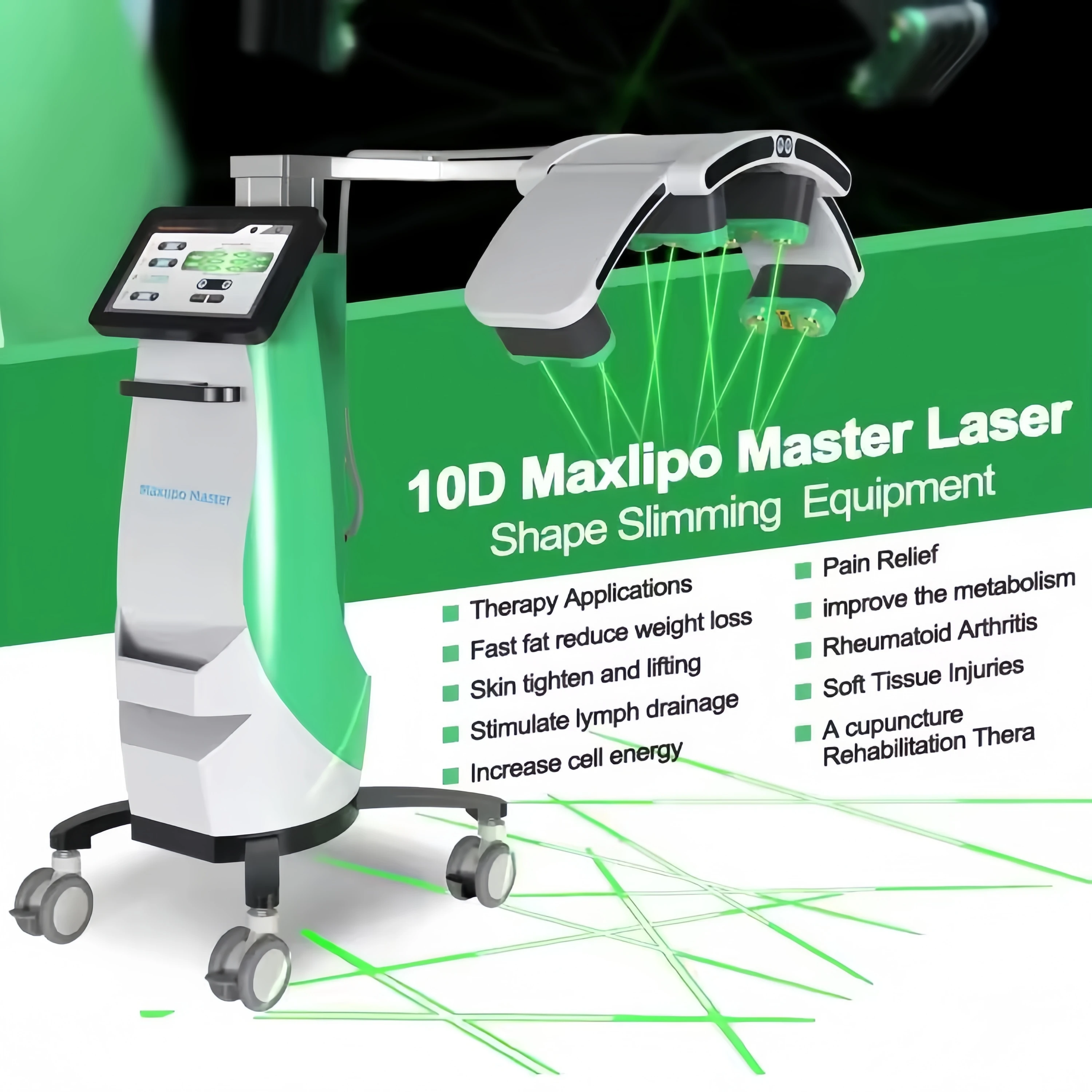 10d Laser Slimming Machine Body Green Light 532nm 635nm Fat Reduction 10D Cold Laser Body Slimming Skin Analyzer