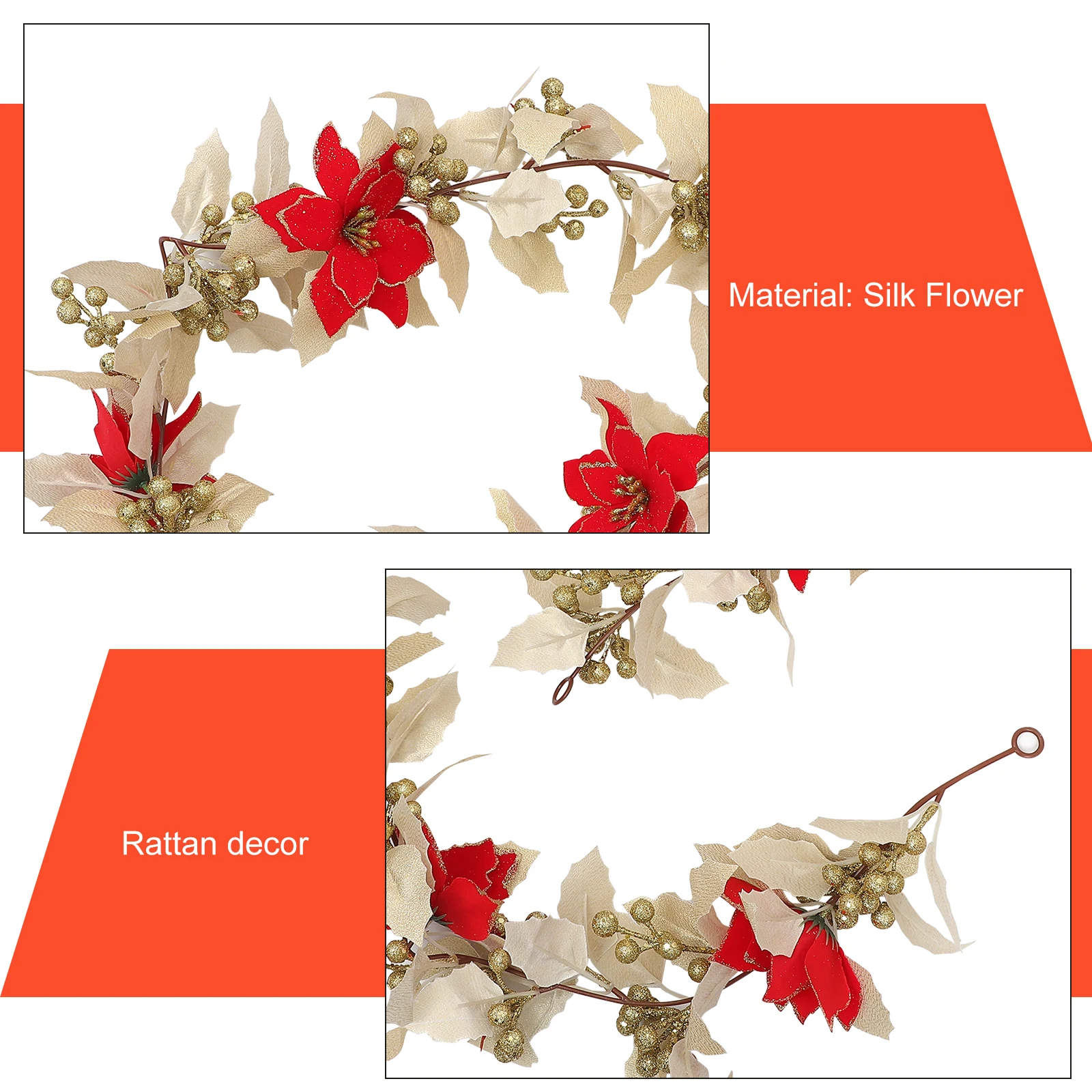 

Christmas Garland 10M Rattan Vine Decor for Tree Party Festive Hanging Plants Artificial Christmas Decorations Bright