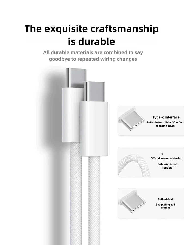 

Type C To C Braid Weave Data Cable 60W USB-C Cable for Apple IPhone 16 17 Pro Max for Samsung Huawei Xiaomi USB C Wire Accessory