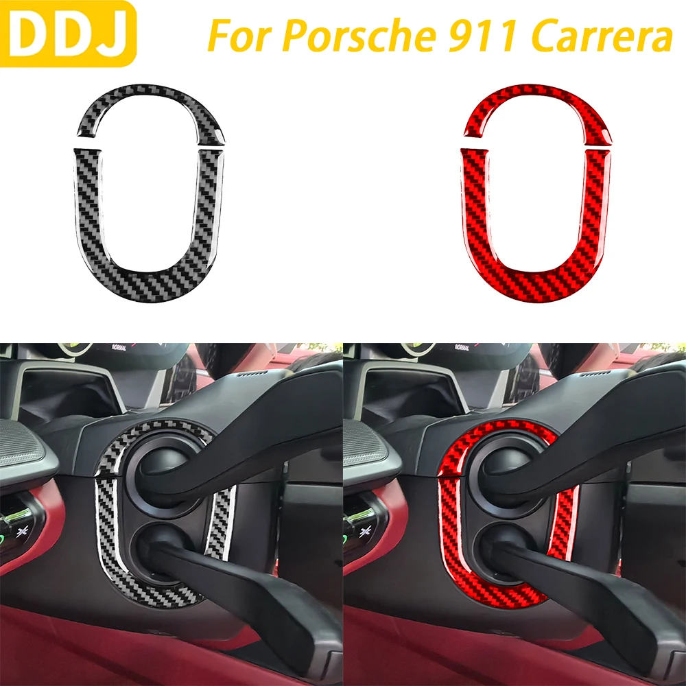 For Porsche 911 992 Carrera 2019-2024 Carbon Fiber Turn Signal Light Switch Frame Trim Cover Car Interior Accessories Sticker