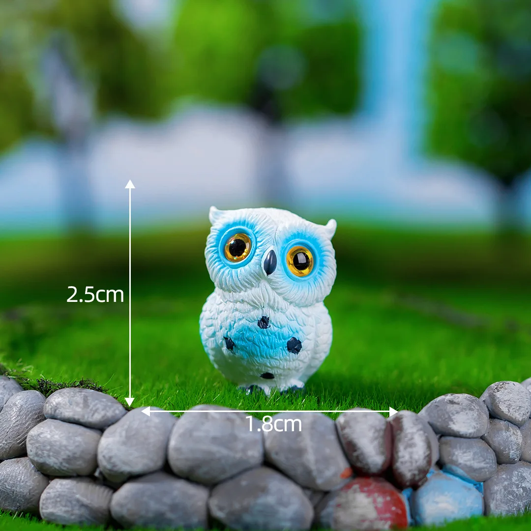 3pcs/set Glasses Owl Resin Fairy Garden Miniature Decoration Pastoral Cartoon Animal Owl Miniature Garden Home Decoration