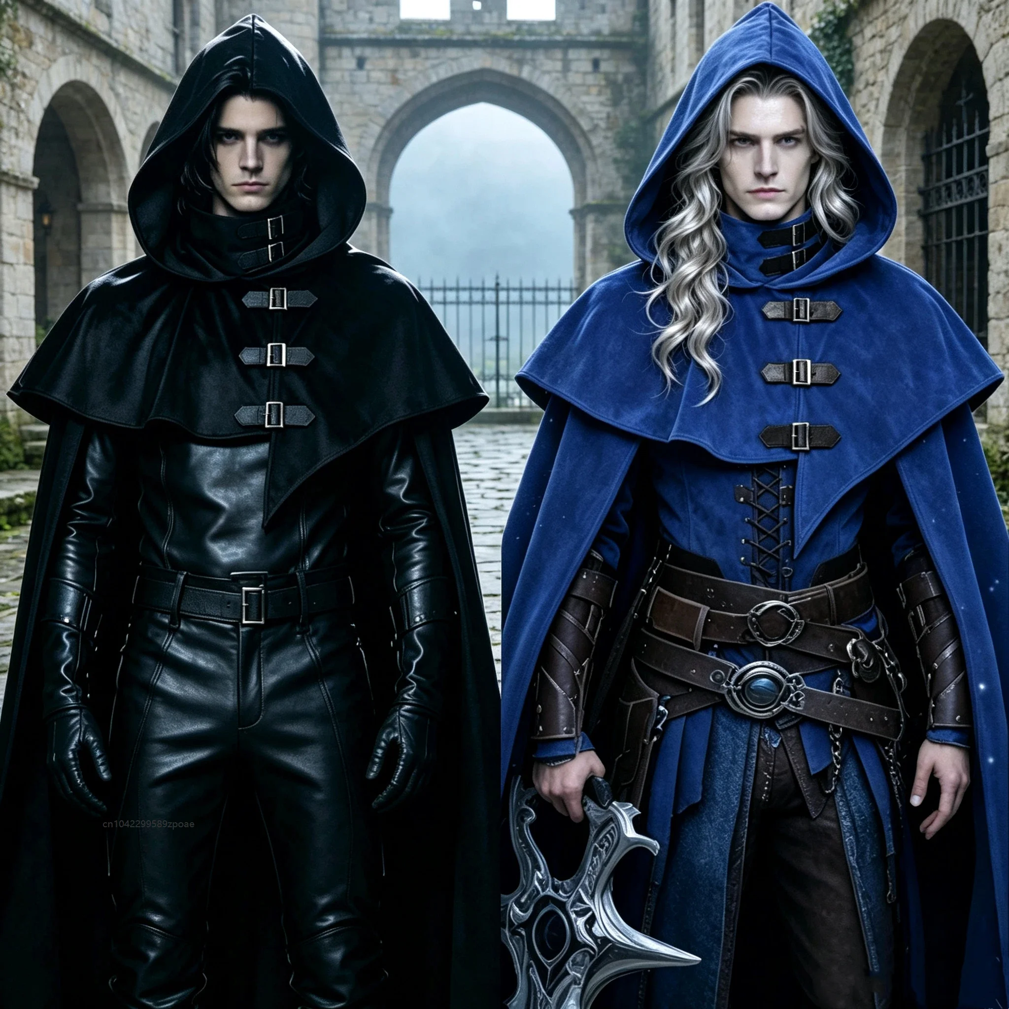 Capa con Capucha Medieval para Hombre, Estilo Gótico Vintage con Hebilla, Túnica Renacentista, Disfraz de Cosplay para Festival, Asesino, Guerrero, Mago 2026