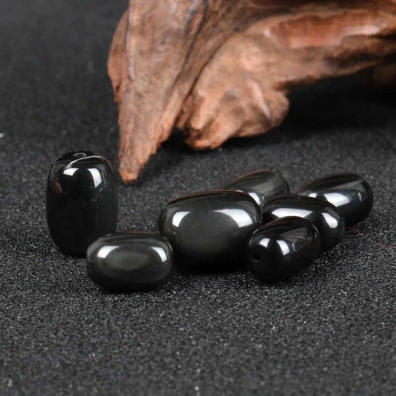 Natural colored eye obsidian barrel beads DIY accessories
