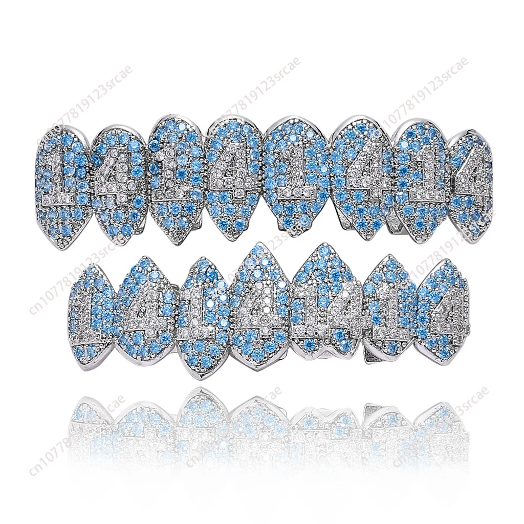 

Hip Hop 1414 Braces GRILLZ 8 Tooth Fangs Vampire Personality Zircon Gold Braces