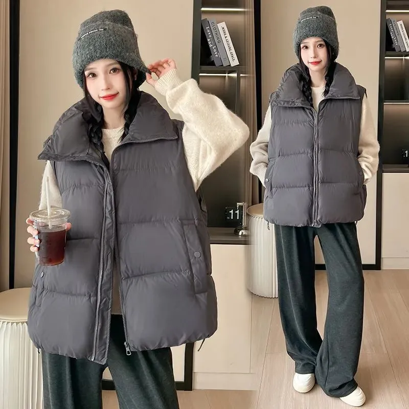 Gilet corto in cotone da donna nuovo autunno inverno 2025 gilet in cotone femminile comodo e allentato giacca da donna alla moda senza maniche