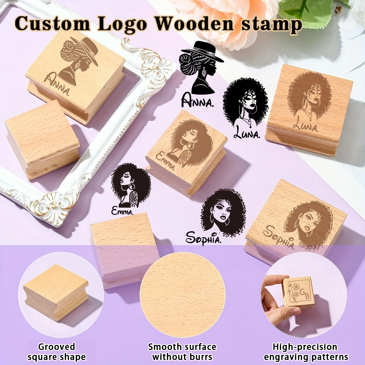 1PC Excellent Personalized Name Wooden Seal Office Supplies, Seal Supplies Customizable Name Wooden Stamp Provide Convenience fo