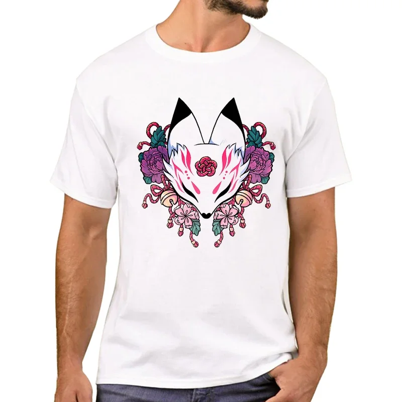 Japanese Fox Printed T Shirts Short Sleeve Tshirts Boy Harajuku Tee TEEHUB Hot Sales Fashion Kitsune Mask Men fashion summer