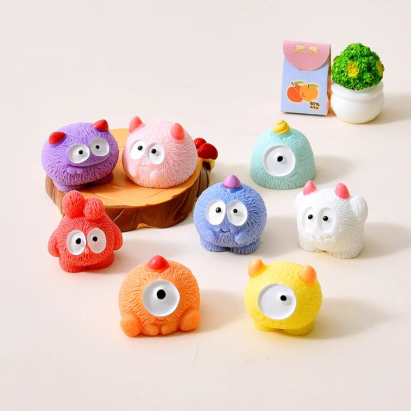 8 Piezas de Mini Figuras de Monstruos Esponjosos, Muñecos de Resina, Decoración de Escritorio, Adornos para Coche, Juguetes para Niños, Regalos, Decoración, Accesorios para Micro Paisajes DIY