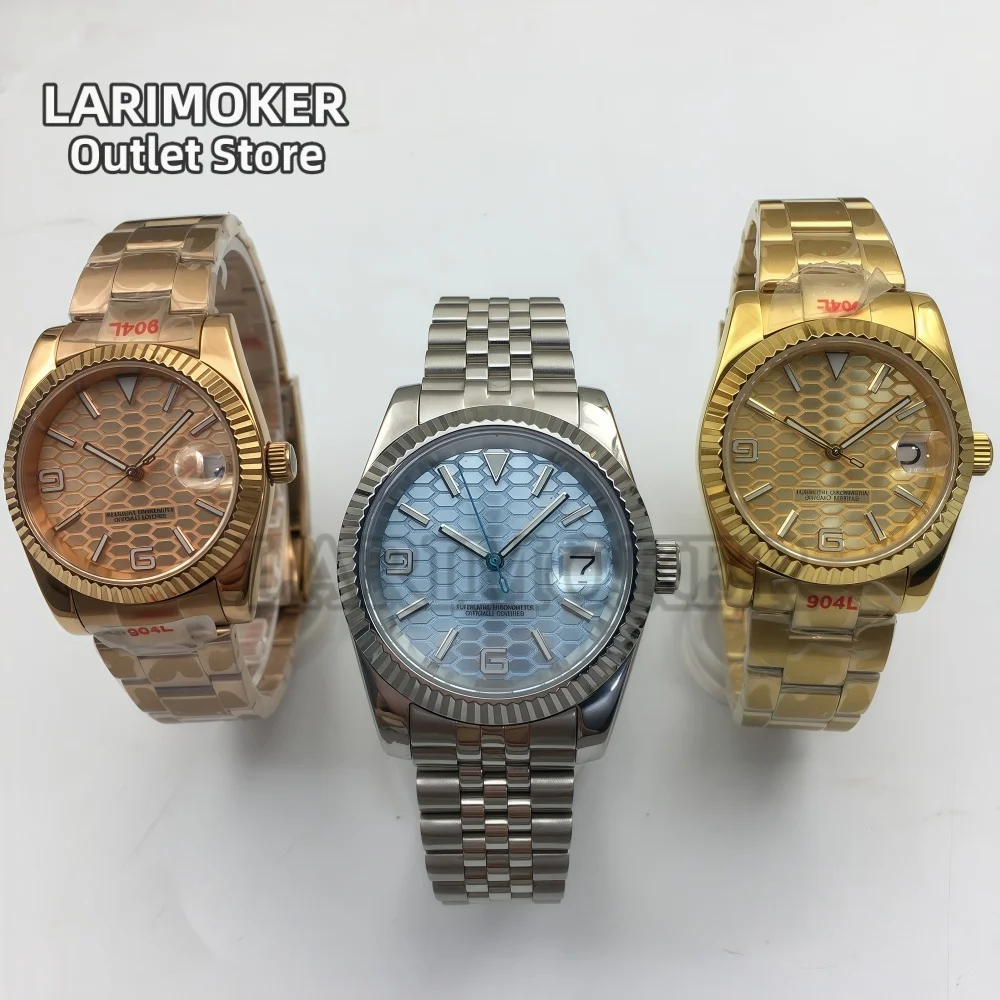 

LARIMOKER 36 мм/39 мм NH35 мужские автоматические механические часы с сапфировым стеклом, лупа с рифленым безелем, светящиеся часы для дайвинга