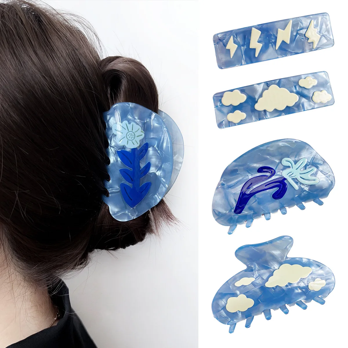 Korean style hair claw clip Clouds hair claw Lightning hair claws Flower hair claws Unique hair claws Accessories for women