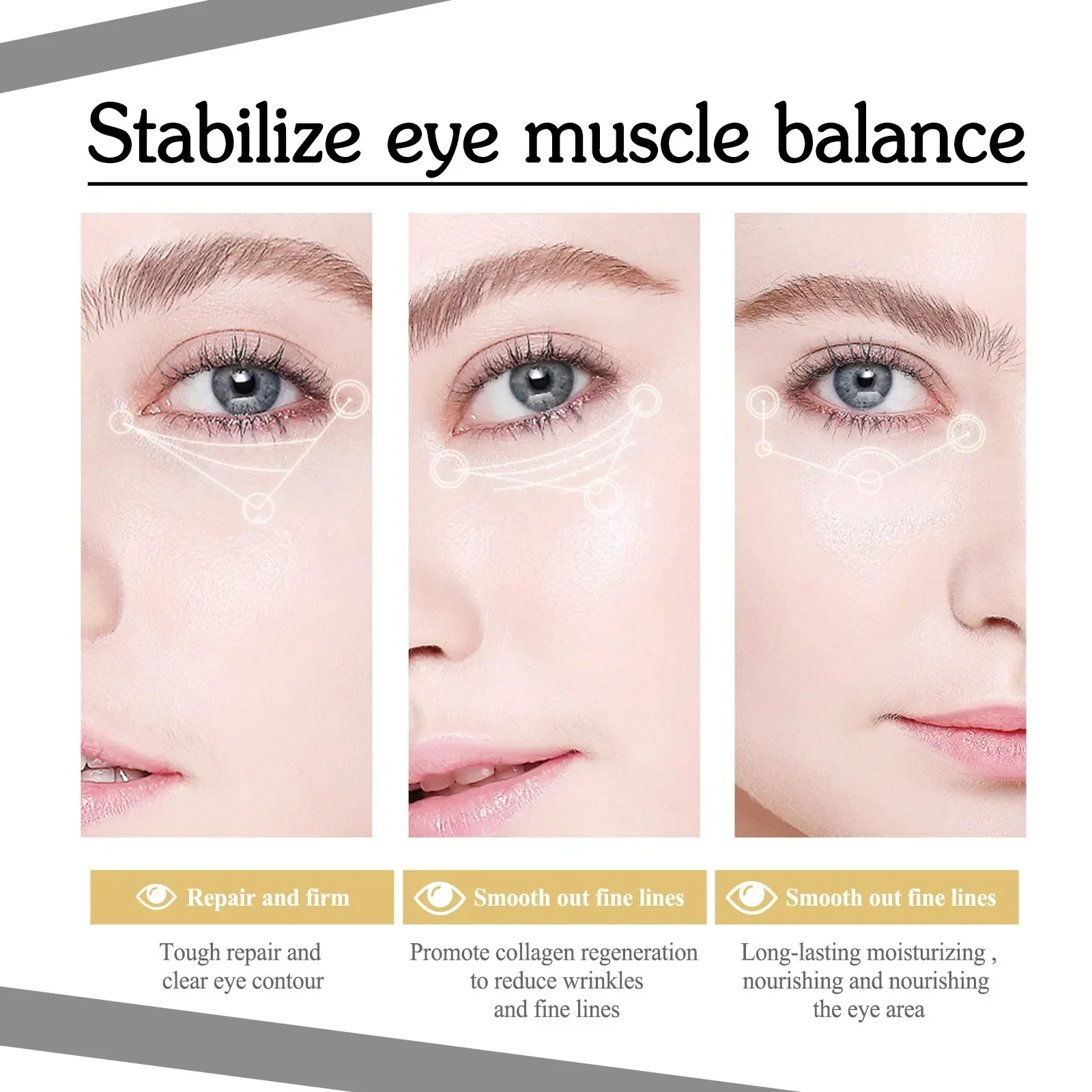 Crème Anti-déformable pour les Yeux, Produit au Collagène, Raffermissant, Estompe la Peau, Ridules, Anti-cernes, Bouffissures, Éclaircissant, Soin Instantané