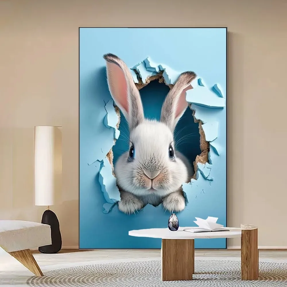 Rabbit Bubble Gum Art Poster Samoprzylepny plakat artystyczny Whitepaper Prints Plakaty Artwork Home Decor