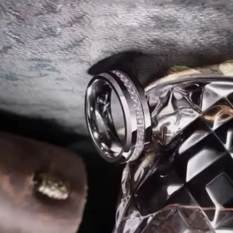 

Spring Hot Selling Silver Plated Stainless Steel Rings For Men Square Cubic Zircon Ring Jewelry Accessories Wholesale Size 7-13