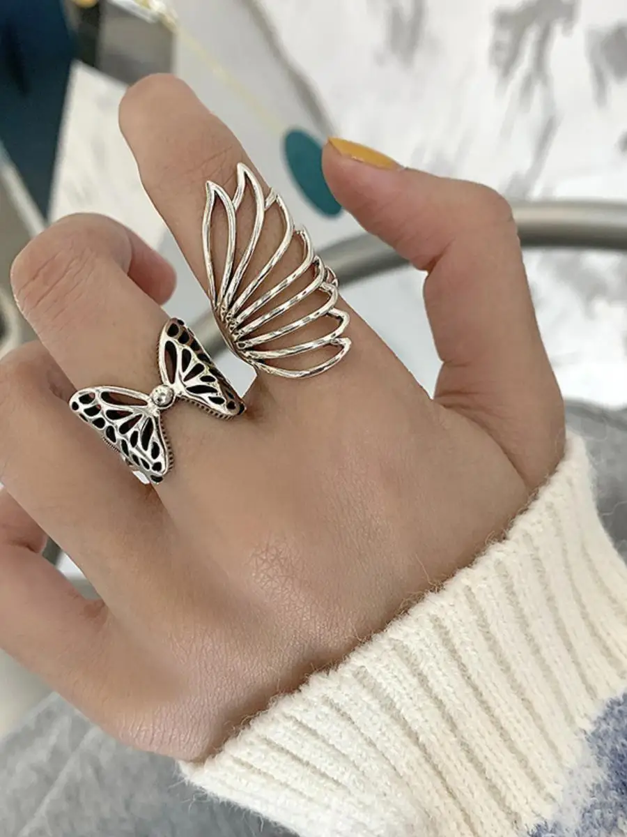 

Retro Ring for Women Exaggerated Personali S925 Silver Fingertip Ring Trendy Jewelry Hip Hop Sle Faionable