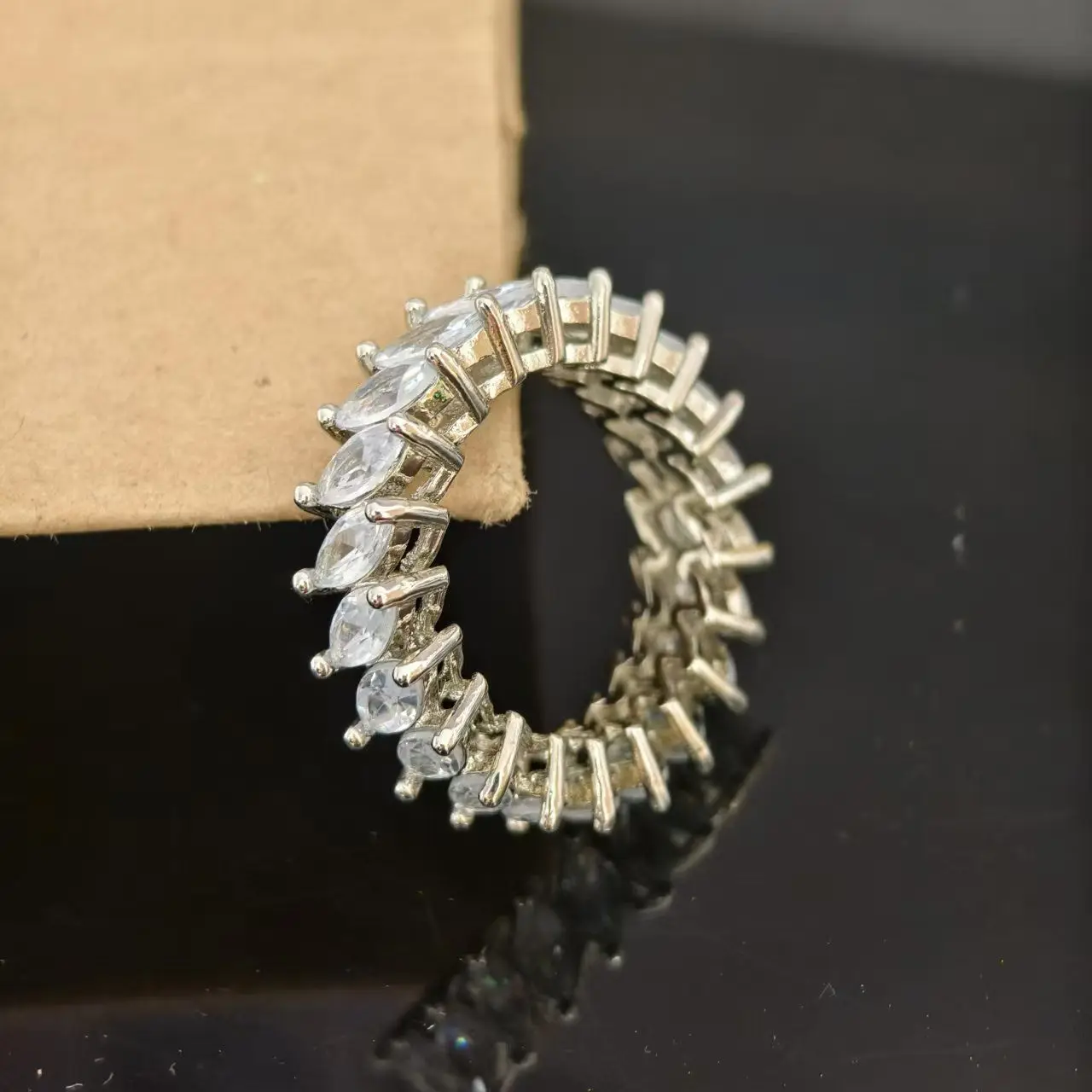 Marquise Cut Moissanite Eternity Ring S925 Silver Hiphop Diamond Rings for Women men Wedding Fine Jewelry view 5