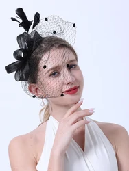 Fascinators Hat Headdress Wedding Party Bridal Tiara Women Fascinators Clip Ladies Accessory Head Band Banquet Feather Hair Pins